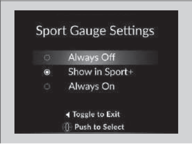 Display Setting 2020 ACURA RDX Multi-Information Display Sport Gauge Settings fig 11
