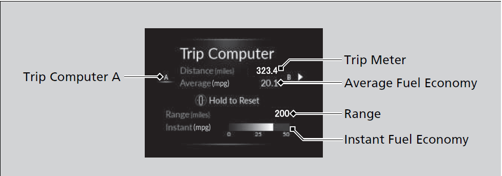 Display Setting 2020 ACURA RDX Multi-Information Display Trip Computer fig 4