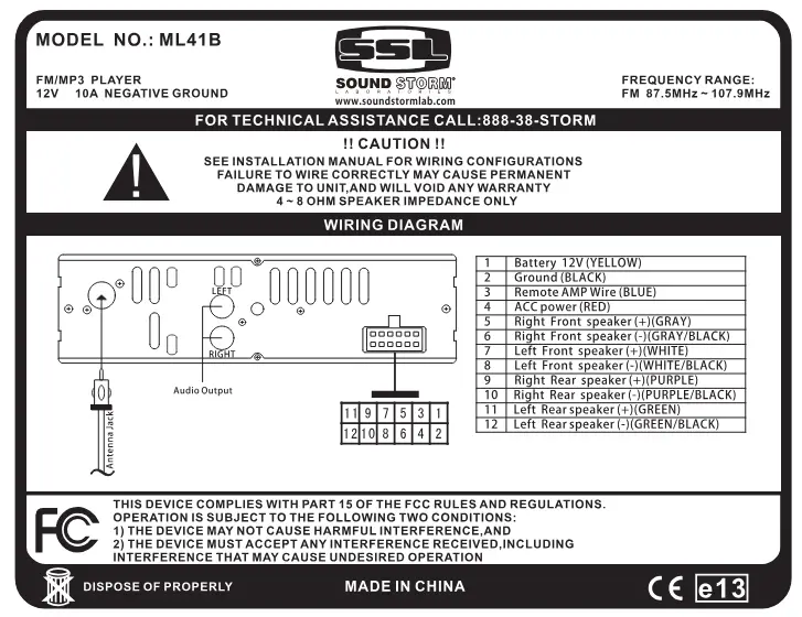 How-To-Install-Sound-Storm-Laboratories-ML41B-Car-Audio-Stereo-fig-3