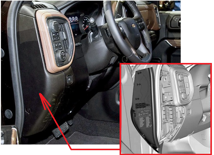 Chevrolet Silverado (2019 - 2022) Left Instrument Panel Fuse Block Location 1