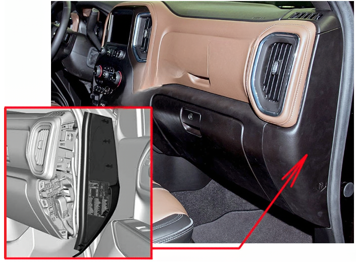 Chevrolet Silverado (2019 - 2022) Right Instrument Panel Fuse Block Location 2