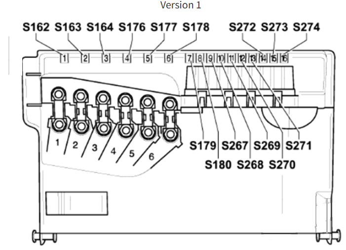 Volkswagen Polo (2002 - 2009) Engine Compartment Fuse Box Diagram Version 1