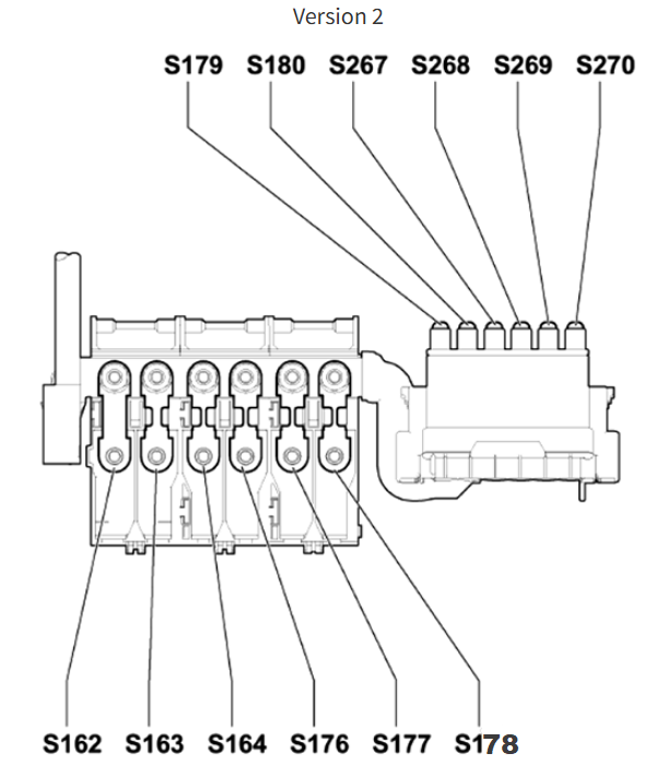 Volkswagen Polo (2002 - 2009) Engine Compartment Fuse Box Diagram Version 2