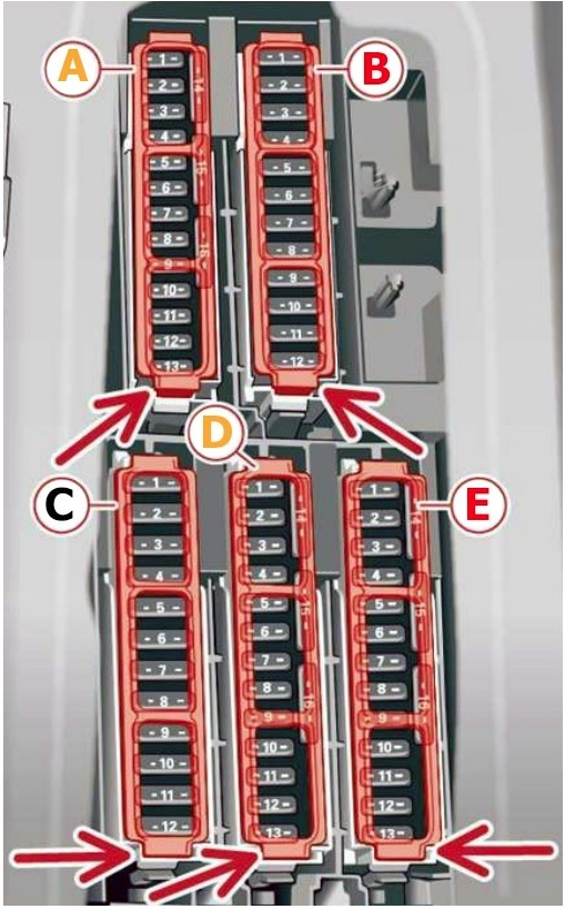 Audi Q7 (2016 - 2019) Footwell fuse panel Diagram 5