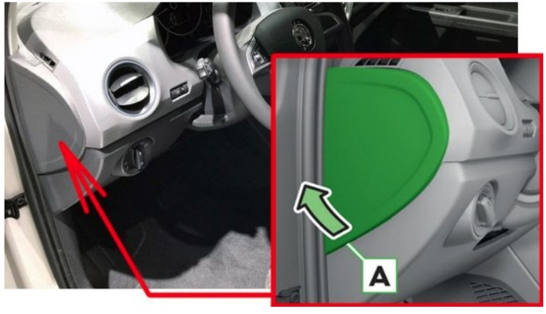 Skoda CITIGOe iV (2019 - 2021) dash panel Fuse Box Location 3