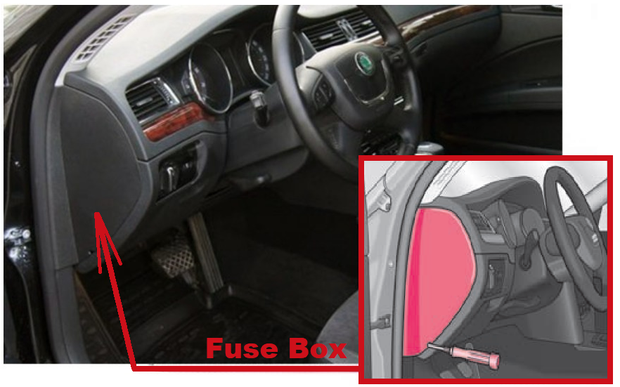 Skoda Superb (2008 - 2015) Passenger Compartment Fuse Box Location 1