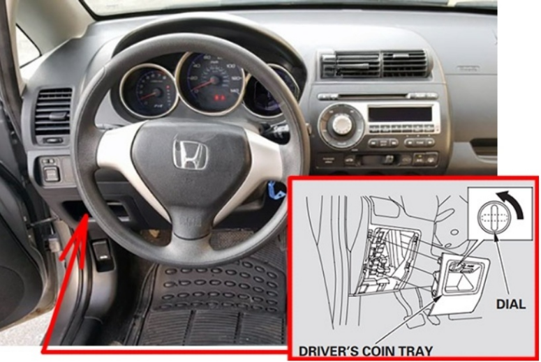 Honda Fit (2007 - 2008) Passenger compartment Fuse Box Location 1