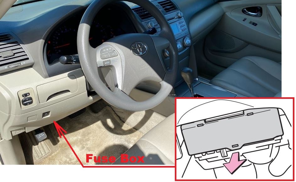 Toyota Camry (2007 - 2011) Passenger Compartment Fuse Box location 1