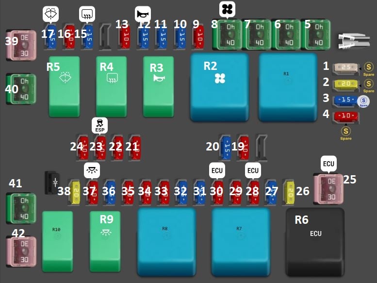 Hyundai-Equus-2014-2016-Engine-Compartment-Fuse-Box-Diagram-Junction-Box