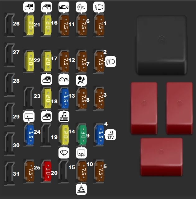 Fiat-Punto-2012-Passenger-Compartment-Fuse-Box-Diagram