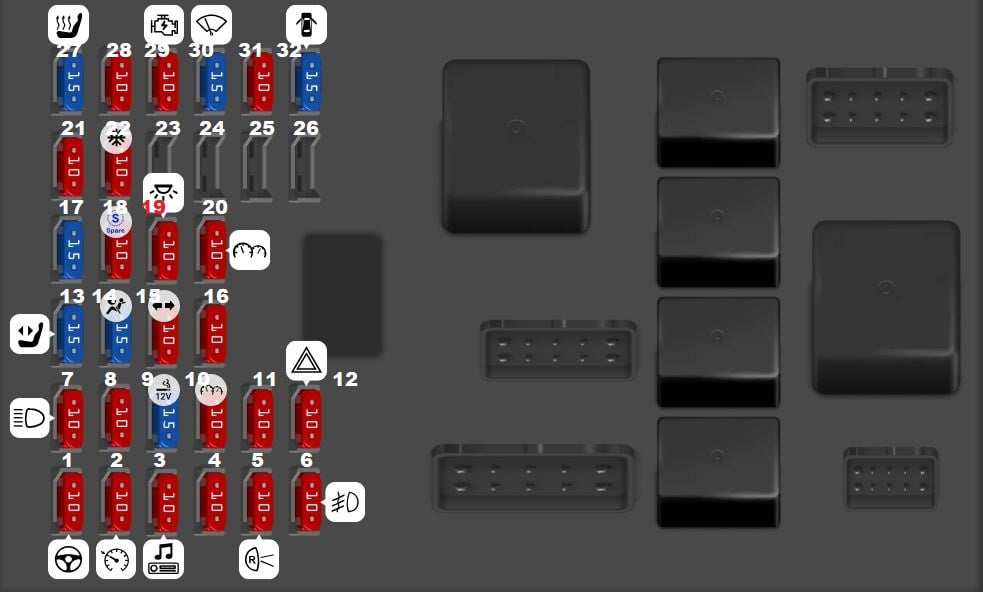 Hyundai-Sonata-EF-1999-2001-Passenger-Compartment-Fuse-Box-Diagram