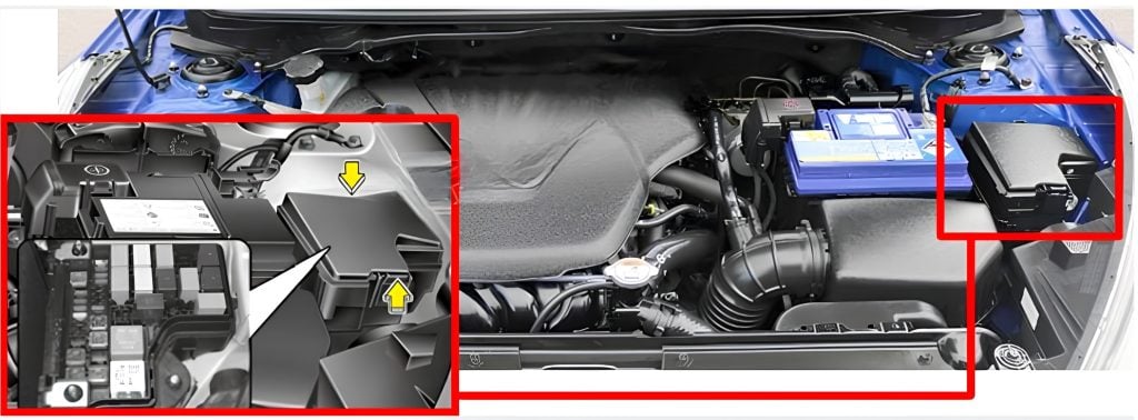 Hyundai-Veloster-2011-2017-Engine-Compartment-Fuse-Box-Location-