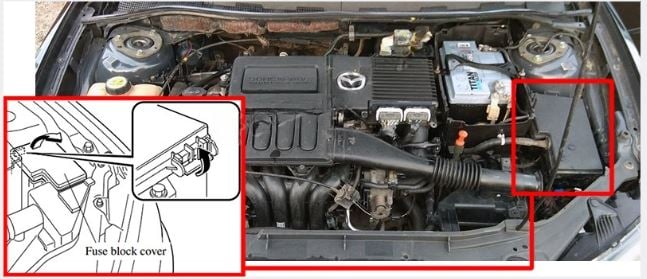 Mazda-3-BK-2004-2009-Engine-Compartment-Fuse-Box-Location-Fig-1