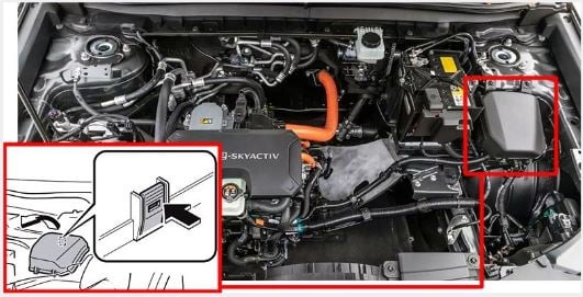 Mazda-MX-30-EV-2020-2023-Engine-Compartment-Fuse-Box-Location