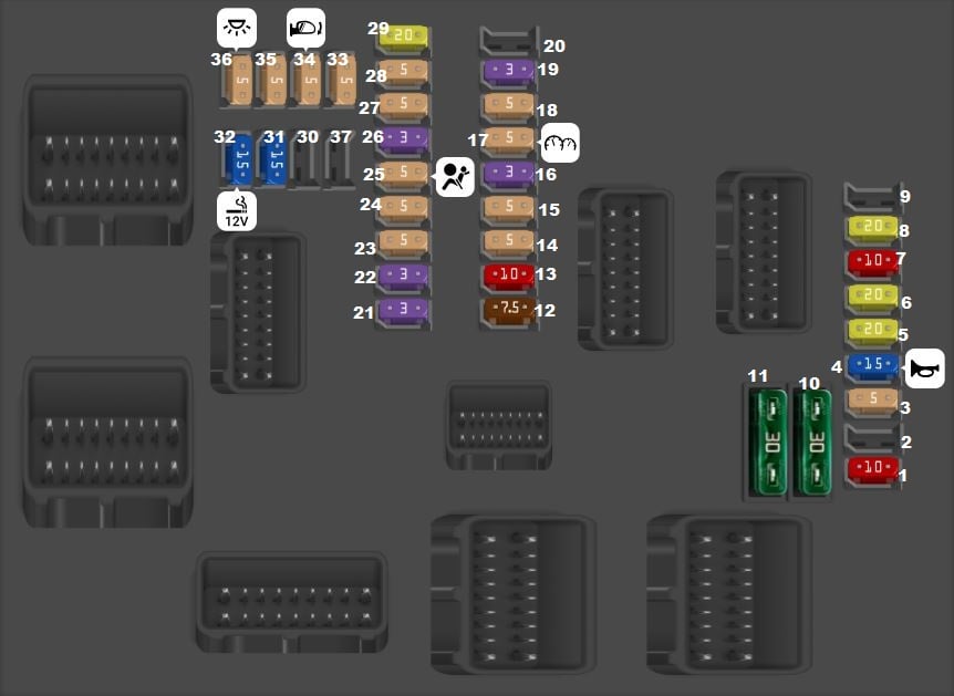 Peugeot-3008-2019-2023-Passenger-Compartment-Fuse-Box-Diagram