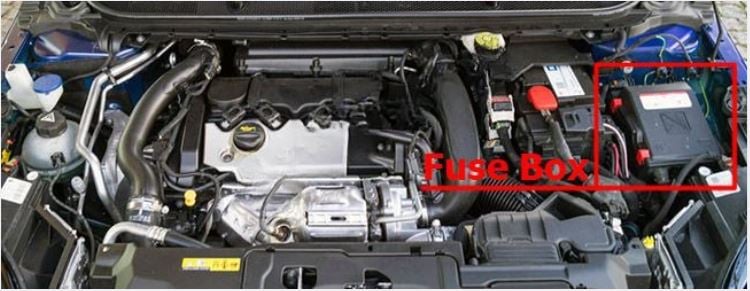 Peugeot-308-2014-2018-Engine-Compartment-Fuse-Box-Location