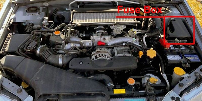 Saab-9-2x-2005-2006-Engine-Compartment-Fuse-Box-Location