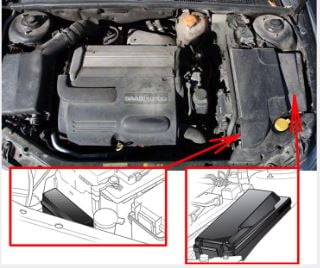Saab-9-3-NG-2003-2011-Engine-Compartment-Fuse-Box-Location