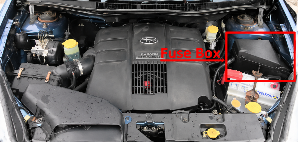 Subaru-Tribeca-B9-2006-2007-Engine-Compartment-Fuse-Box-Location