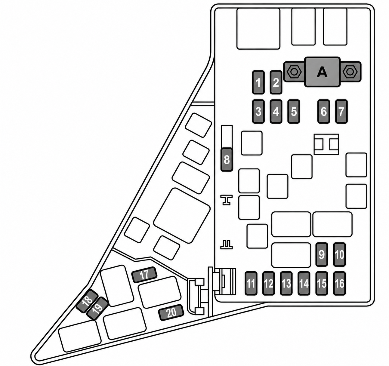 Subaru-WRX-2015-2021-Engine-Compartment-Fuse-Box-Diagram-Except-STI