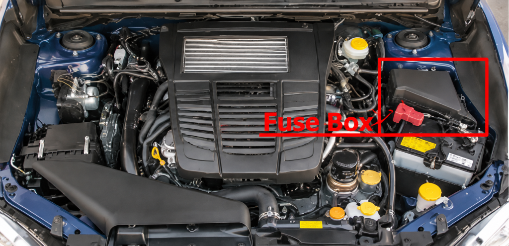 Subaru-WRX-2015-2021-Engine-Compartment-Fuse-Box-Location